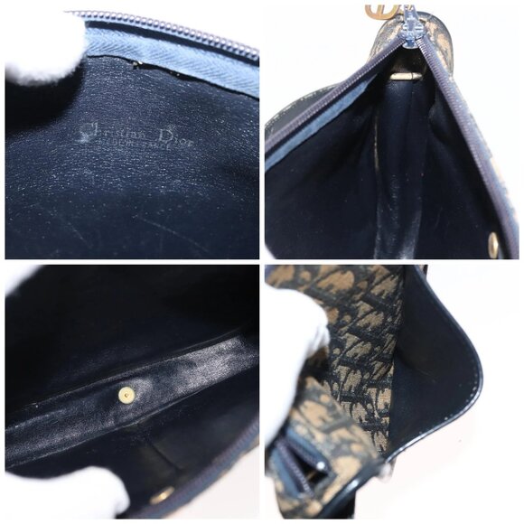 Christian Dior Trotter Canvas Shoulder Bag Navy Gold Auth BA7310 - Picture 15 of 16